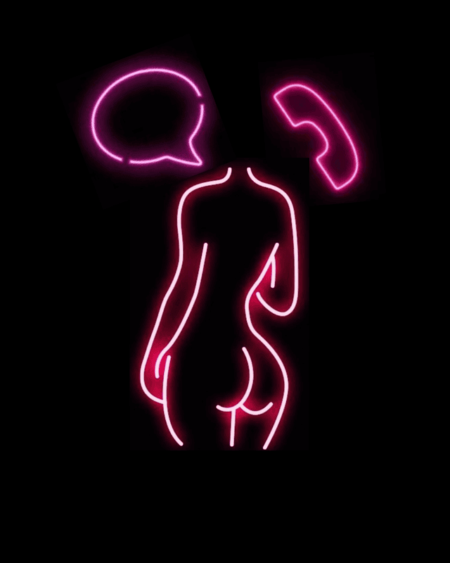 1v1 Sex Chat with Real Girls Neon silhouette representing private 1v1 sex chat with real girls, end-to-end encrypted and free